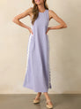Robe midi sans manches en dentelle brodée
