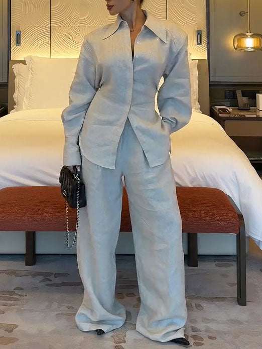 Tie-Waist Linen Pants Set