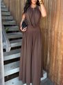 Robe mi-longue à manches lanternes et imprimé graffiti, nouée à la taille