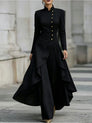 Waist-Defining Longline Blazer & Wide-Leg Pants Set