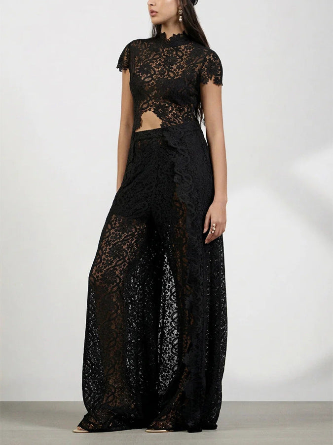 Fashion Lace Two Piece Pants Set