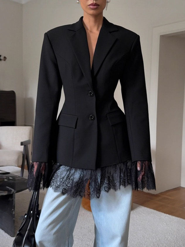 Lace Paneled Blazer