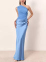 Asymmetric Shoulder Bodycon Maxi Dress
