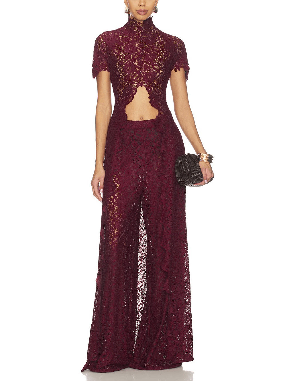 Fashion Lace Two Piece Pants Set