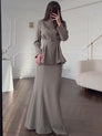 Vintage Elegant Long Sleeve Skirt Set