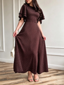 Midikleid mit Laternenärmeln, Graffiti-Print und Taillenschnürung
