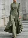 Waist-Defining Longline Blazer & Wide-Leg Pants Set