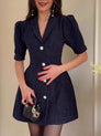 Notched Lapel Sophisticated Mini Dress