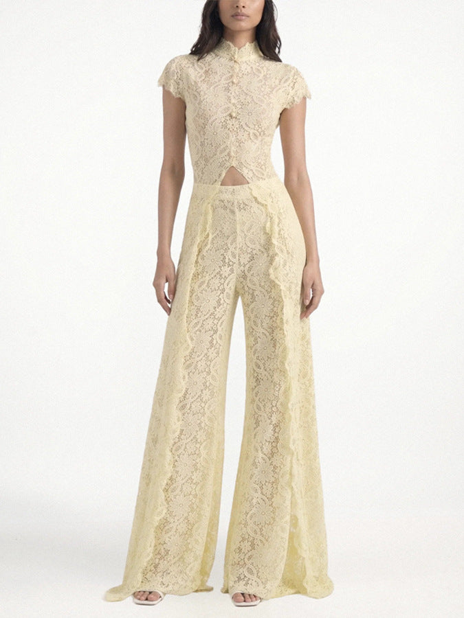 Fashion Lace Two Piece Pants Set