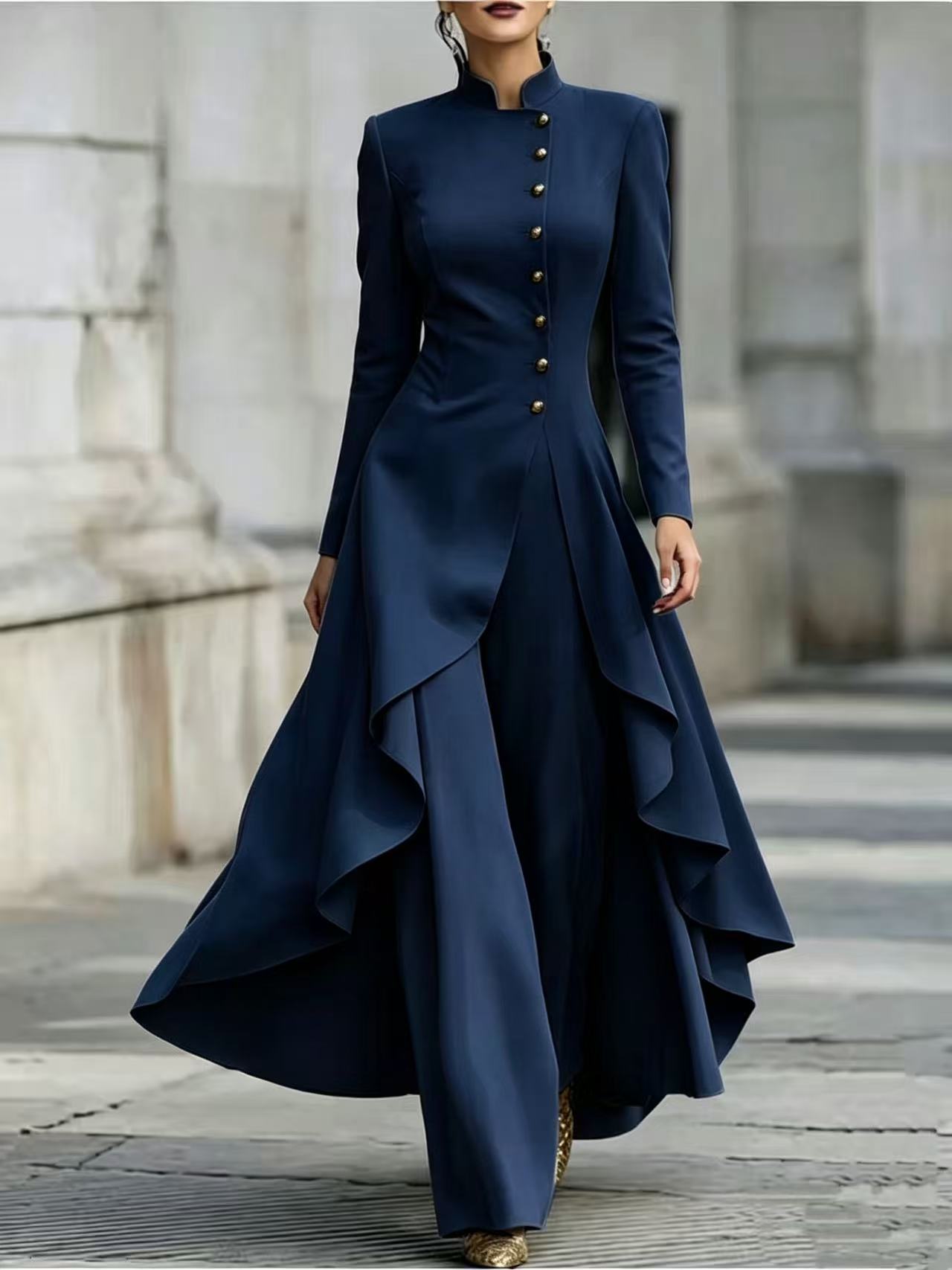 Robe mi-longue à manches lanternes et imprimé graffiti, nouée à la taille