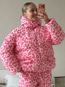Robe mi-longue à manches lanternes et imprimé graffiti, nouée à la taille