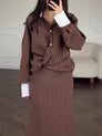 Striped Bodycon Skirt Set