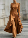 Waist-Defining Longline Blazer & Wide-Leg Pants Set