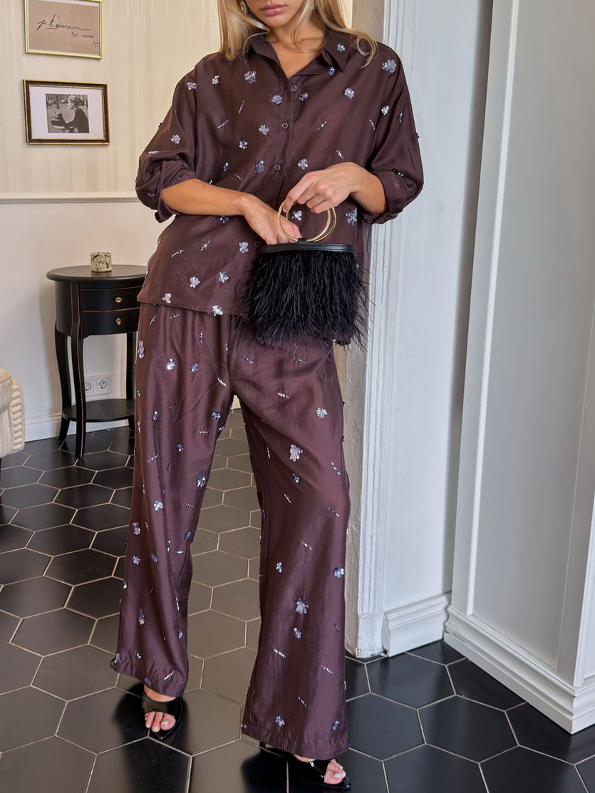 Sequin Two Piece Pants Set