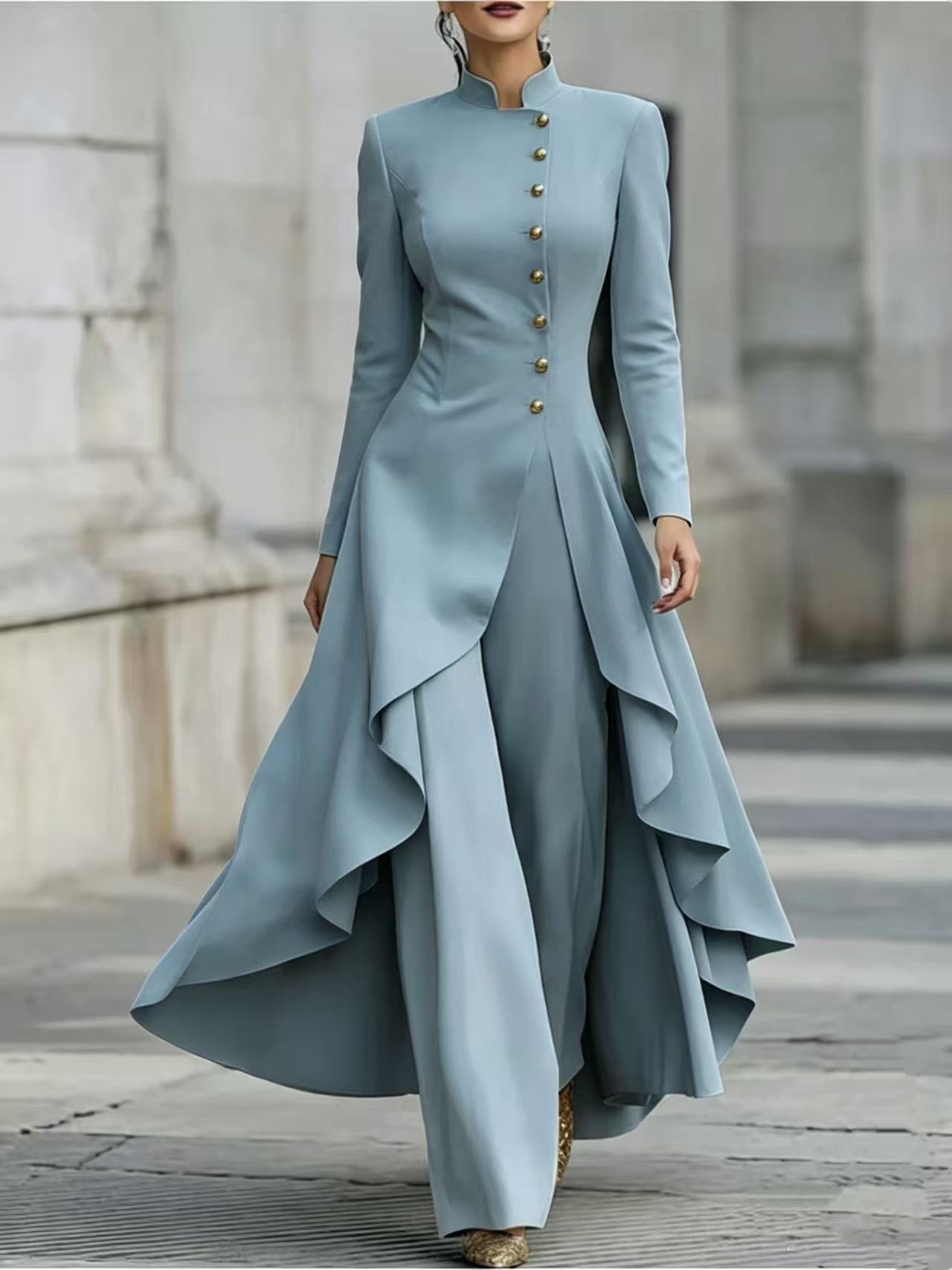Robe mi-longue à manches lanternes et imprimé graffiti, nouée à la taille