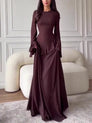 Slim-Fit Long-Sleeve Waist-Cinching Maxi Dress