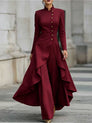 Waist-Defining Longline Blazer & Wide-Leg Pants Set