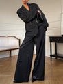 Sequin-Embellished Blazer & Trousers Set