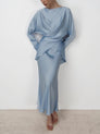 Elegant Cross Tie Back Solid Skirt Set