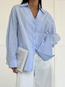V-neck Cotton Plain Long Sleeve Shirt
