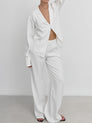 Ensemble pantalon large brodé de fleurs