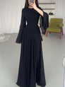 Slim-Fit Long-Sleeve Waist-Cinching Maxi Dress